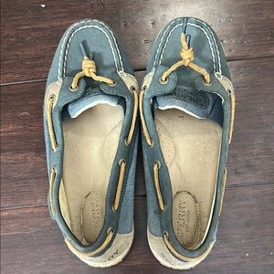 Sperry Nautical Blue and Beige Loafers Topsiders Women's Size 7.5